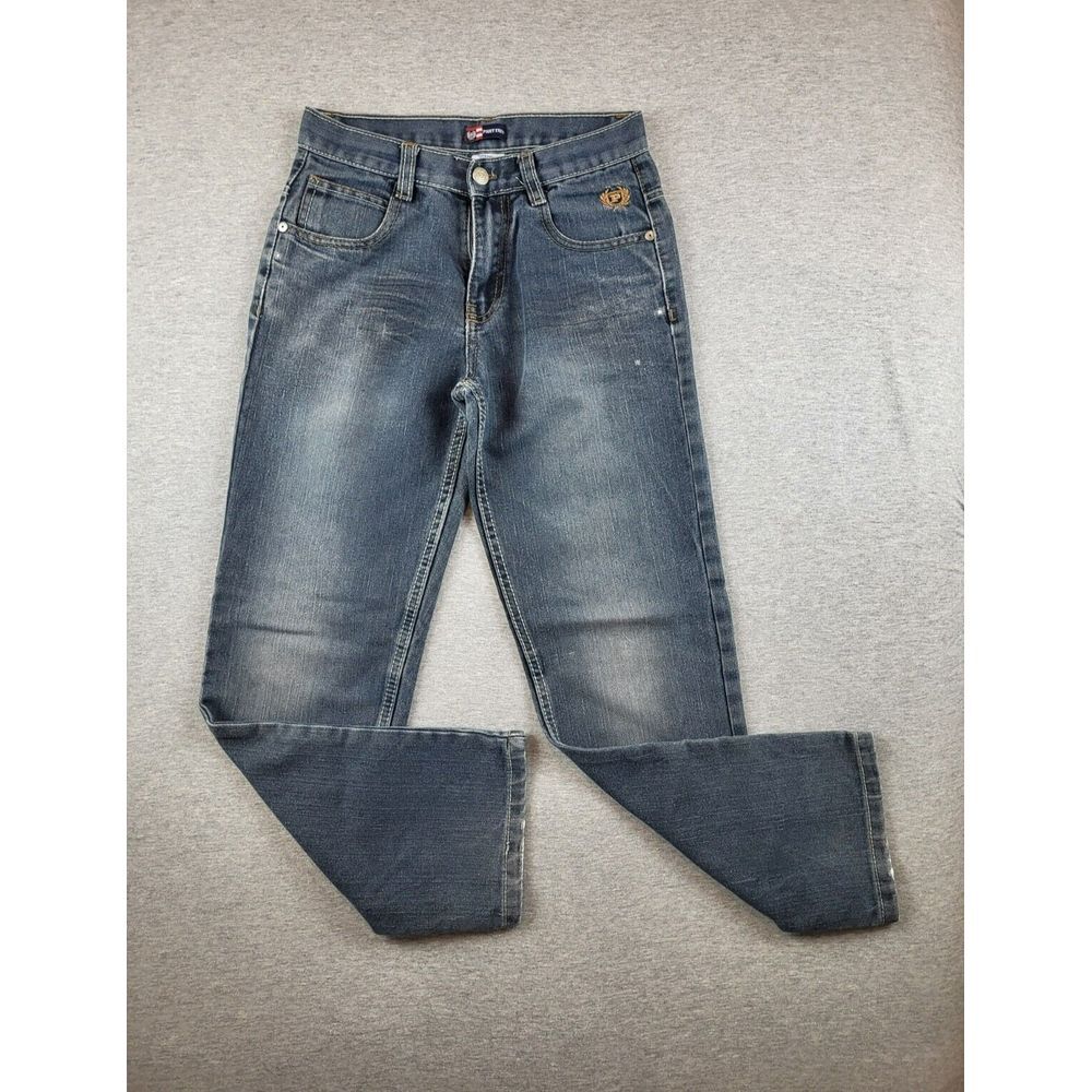 Vintage Y2K Phat Farm Boys Baggy Straight Jeans Sz 12 (26x26) Blue Faded Hip Hop